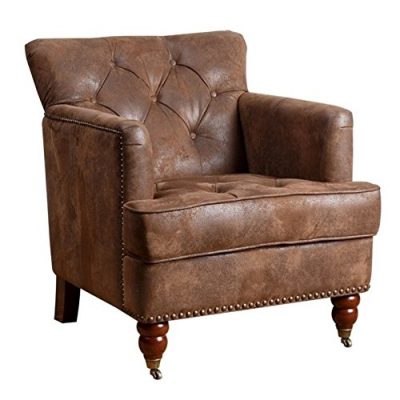 Abbyson Living Misha Tufted Fabric Accent Chair In Antique Brown