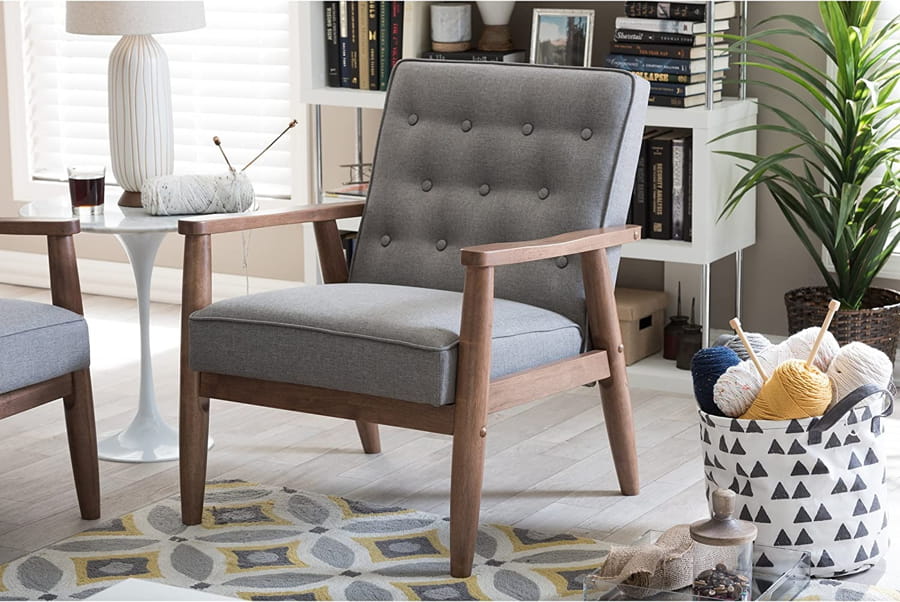 Baxton Studio BBT8013 Grey Wooden armchairs