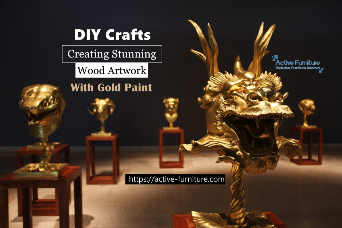 Wood artwork with gold paint 1